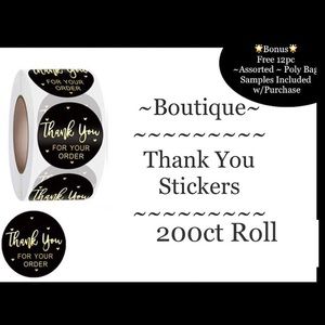 200ct~Thank you Stickers W/Bonus Bags 🌟🆕🌟  (2 Rolls For $20)